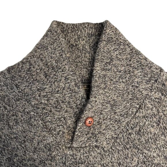 Eddie Bauer Mens L Wool Blend Sweater Shawl Collar Heather Brownish Gray - Picture 4 of 11